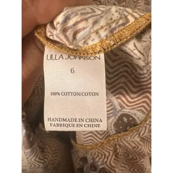 Ulla Johnson Giselle Ruffle Mini Dress Oleander Floral Cotton Womens Sz 6 Yellow - Picture 8 of 10